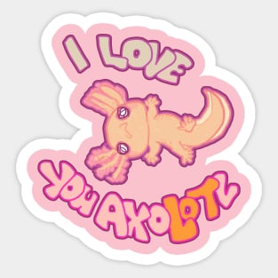 I LOVE YOU AXOLOTL gold mud puppy t-shirt Sticker